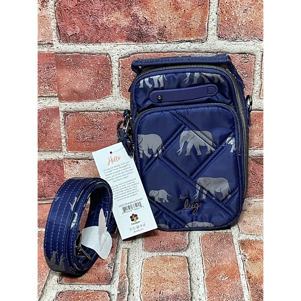 Lug Skeeter Mini B Crossbody Bag Elephant Purple Quilted Nylon Travel Pouch NWT
